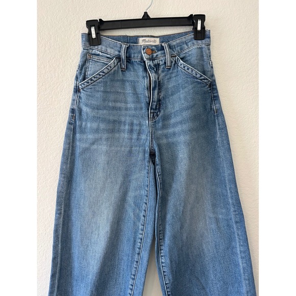 Madewell Wide-Leg Crop Jeans: Frayed Drop-Hem Edition SZ 25 - Picture 3 of 12
